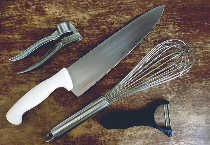 inversion, cocina, kitchen aid, sarten, hierro, cuchillo, cast iron skillet
